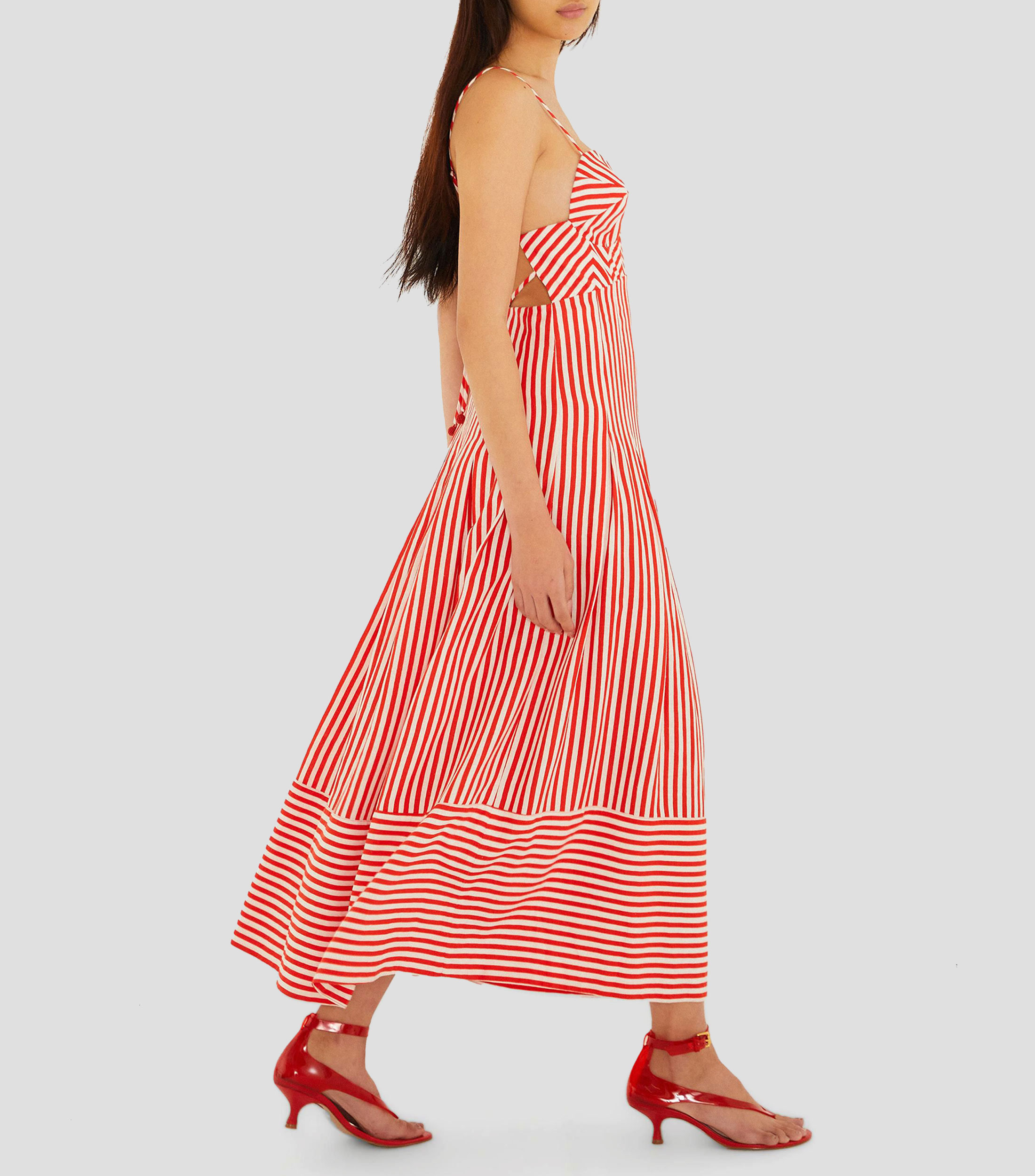 Vestido largo a rayas Mujer